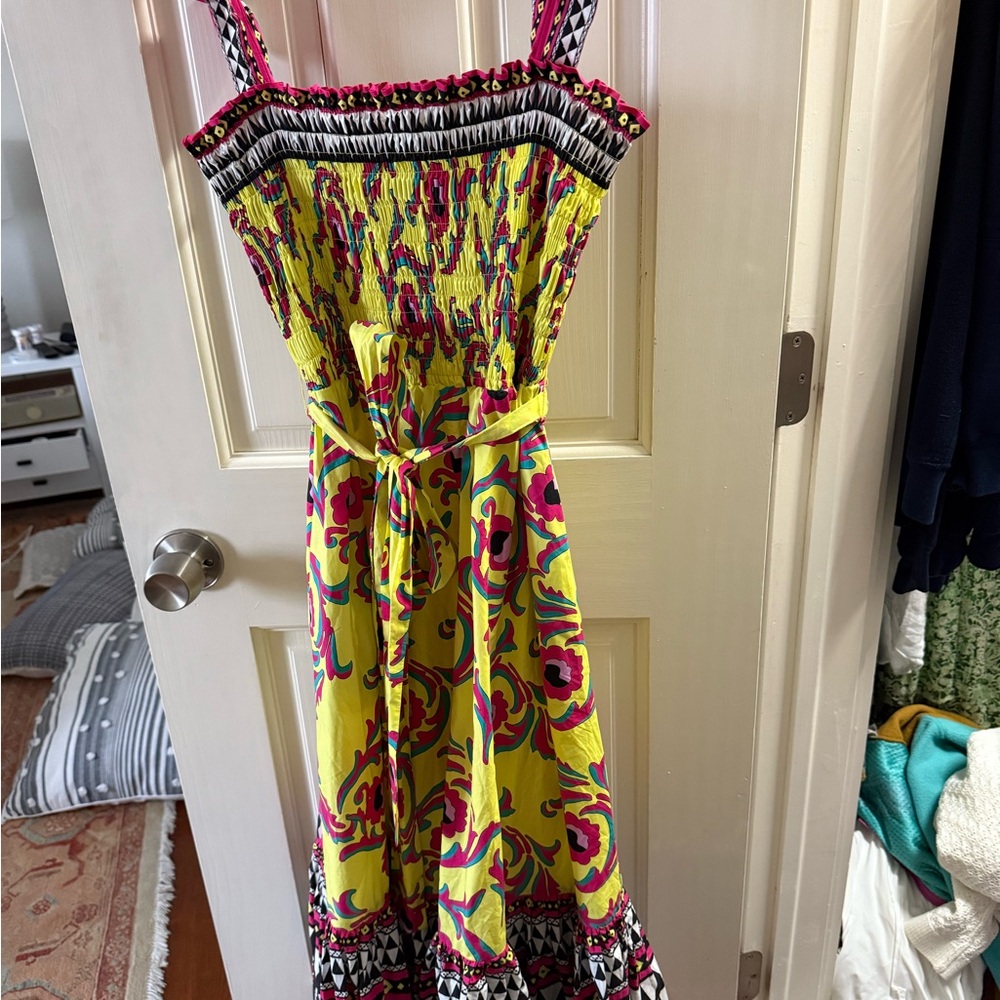 LA DoubleJ Yellow Ruffled Tiered Sundress
